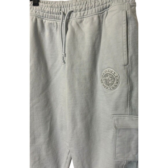 Gymshark Women's Sz M Oversized Cargo Legacy Fleece Joggers Logo Grayish Blue - Picture 2 of 6